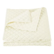 HiEnd Accents Velvet Diamond 1 Piece Quilt, Cream Solid Color Modern Classic Bedding, King