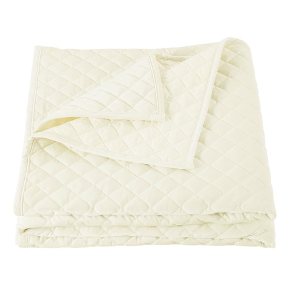 HiEnd Accents Velvet Diamond 1 Piece Quilt, Cream Solid Color Modern Classic Bedding, King