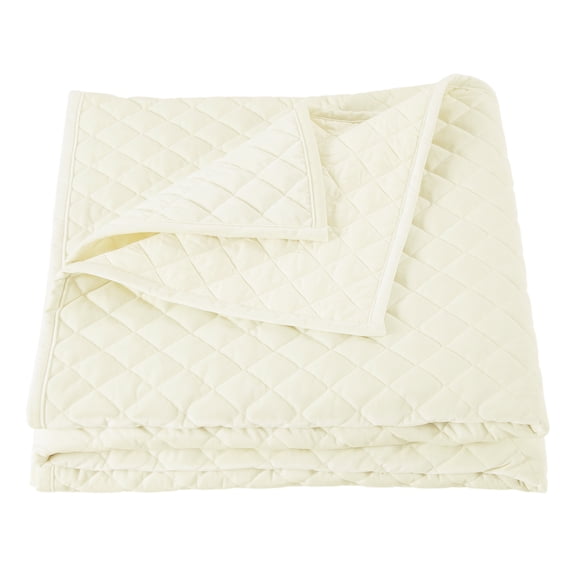 HiEnd Accents Velvet Diamond 1 Piece Quilt, Cream Solid Color Modern Classic Bedding, King