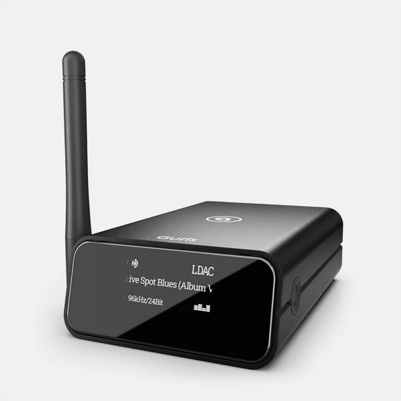 Auris Blume Pro HiFi Bluetooth 5.0 Music Receiver Long Range Bluetooth Adapter with Audiophile DAC, LDAC, aptX HD, OLED Display & Optical Coaxial AUX Output for Home Stereo, AV Receiver or Amplifier