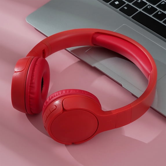 HiFi Stereo Wireless Headphones with 10-Hour, Staron Bluetooth 5.0 Over-Ear Headphones Foldable, Noise Cancelling Headset for PC Phone Gaming Travel Office, Red