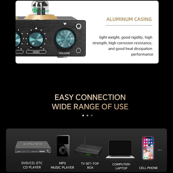 HiFi Tube Audio Amplifier JAN5654 Vacuum Tube Buffer Treble Adjustment Audio Tube Preamp Stereo Receiver US Plug