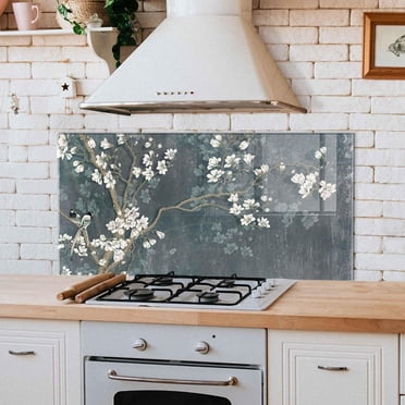 DAIFURONGE Tempered Glass Backsplash For Kitchen Behind Stove,Abstract