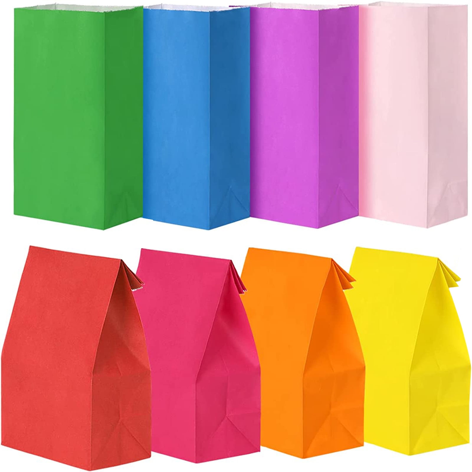 Party Favor Bags, Solid Colored Paper Bags Wrapped Treat Bags Gift Bags of  8 Colors for Birthdays, Baby Showers, Kids Crafts and Activities 32pcs