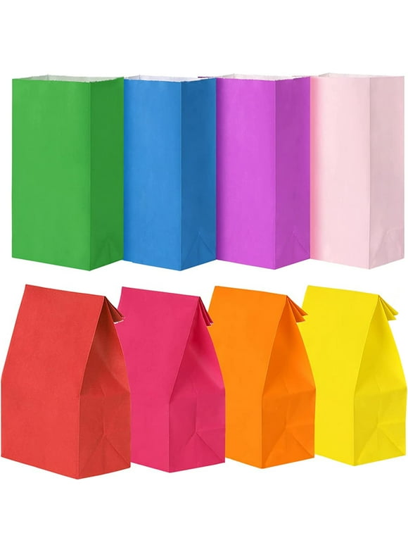 HiHITAOO Paper Party Favor Bags, 8 Colors Small Gifts Bags, Wrapped Treat Bag for Birthdays, Baby Showers, Crafts and Activities,Wedding (Assorted Colors)