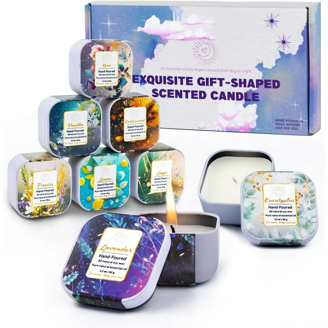 HiHas 8PCS Relaxation Aromatherapy SquareShaped Scented Candle Set