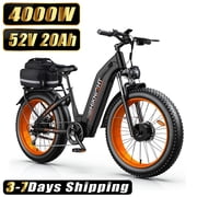 HiKNiGHT H2 Pro Dual Motor Electric Bike for Adults, 4000W Peak Power with 38 mph/90 Miles, 26x4.0 Fat Tire, Hydraulic Brakes, Adult Electric Mountain Bike Black UL 2849 with Bag