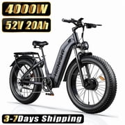 HiKNiGHT H2 Pro Dual Motor Electric Bike for Adults, 750W with 28 mph/90 Miles, 26"x4.0" Fat Tire, Hydraulic Brakes, Adult Electric Mountain Bike Gray UL 2849