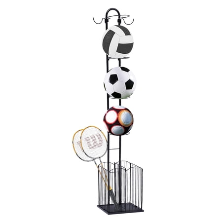 HiKaRiGuMi Sports Equipment Storage Rack Ball Storage Rack Basketball Stand Football Collector Height Adjustable Steel