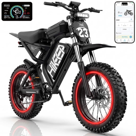 HiKeep 1500W/3000W Electric Bike for Adults, Off Road Ebike, 52V 40Ah UL 2849 Battery, 20x4 Fat Tire Dirt E-bike, Full Suspension, 35/40 MPH