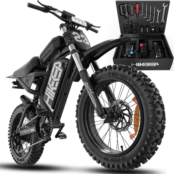 HiKeep 1500W/3000W Electric Bike for Adults, Off Road Ebike, 52V 40Ah UL 2849 Battery, 20x4 Fat Tire Dirt E-bike, Full Suspension, 35/40 MPH