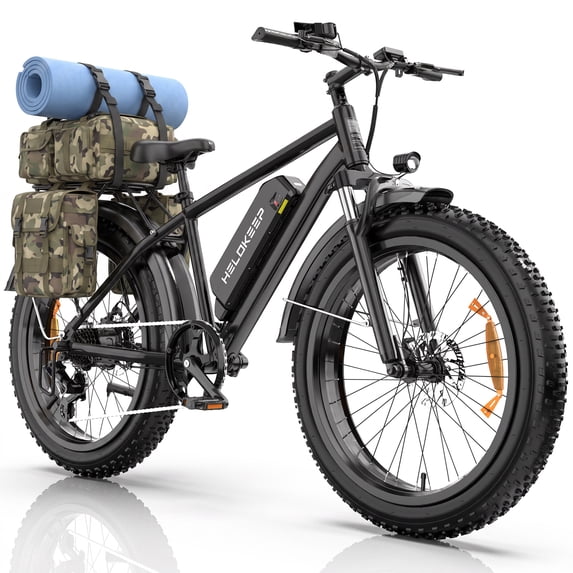 HiKeep Class 2 Electric Bike for Adults, 20 MPH, 750W Motor, 48V 15.6Ah Removable Battery, 26 x 4 Inch Fat Tire, Shimano 7-Speed, Cargo Rack, UL2849, Black