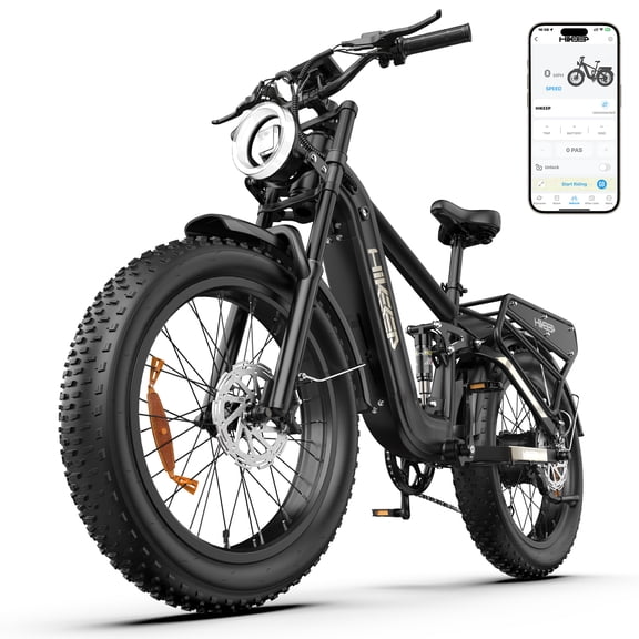HiKeep Electric Bike for Adults, 2000W 4000W Peak Motor, 48V 25Ah Removable Lithium Battery, 26x4 Fat Tire E-Bike, 7-Speed Shimano, Full Suspension, Rear Rack, UL 2849, Black