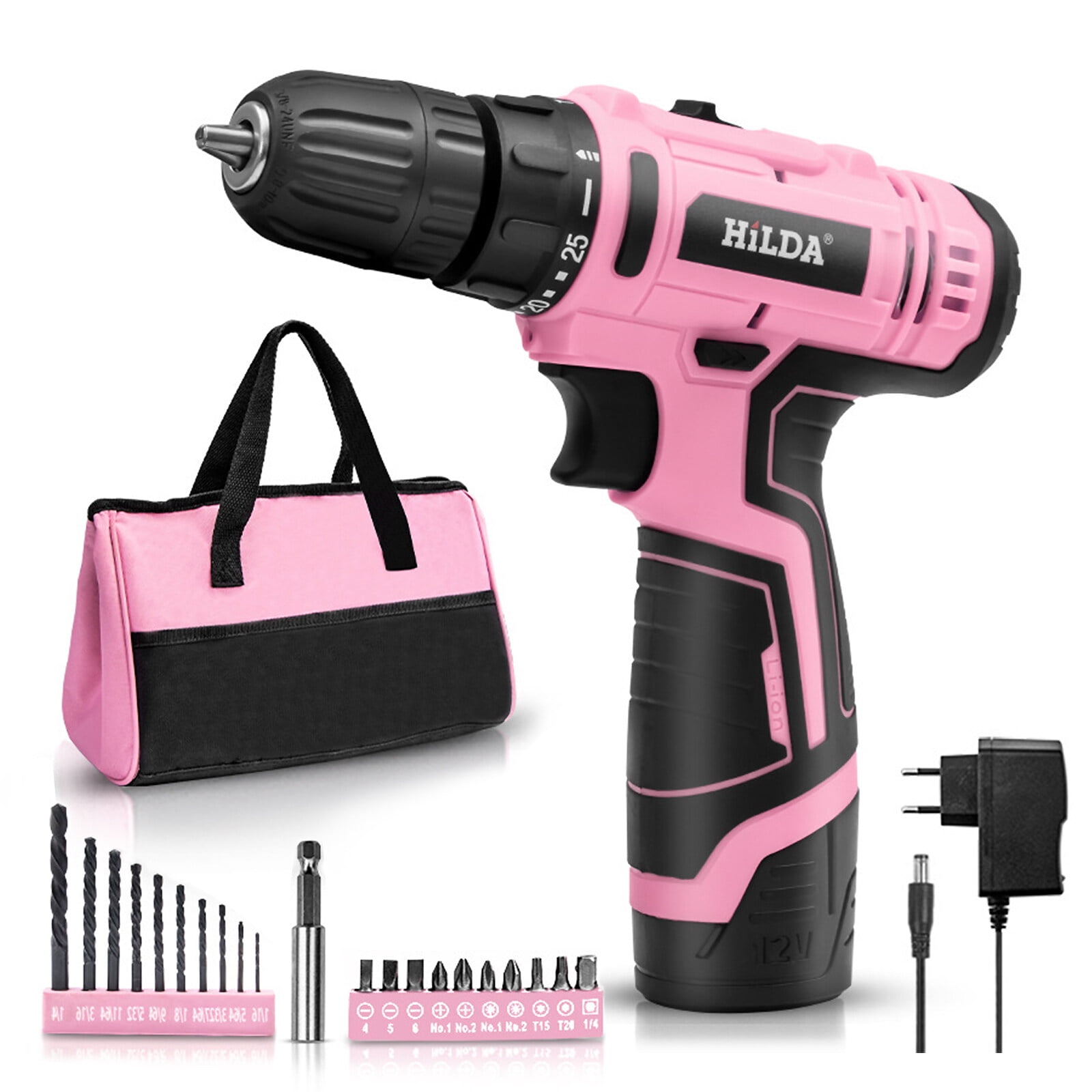 HILDA Electric Drill Cordless Screwdriver Lithium Battery Mini Drill  Cordless Screwdriver Power Tools, EU Plug, Model:16.8V with Plastic Box,  snatcher