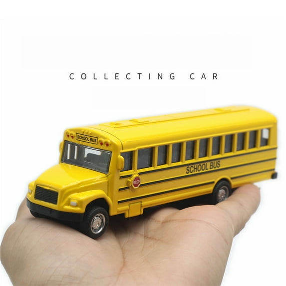 HiMiss 1:43 Alloy Classic School Bus Model 14cm Yellow Children Pull Back Car Toy Decoration