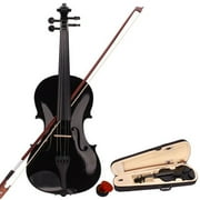 HiMiss 1 Set Pine 4/4 Black Solid Wood Acoustic Violin Case Bow Rosin