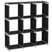 HiMiss 3-Tier 9-Cube Storage Rack Steel Staircase Organizer DIY Storage Shelf Closet Organizer