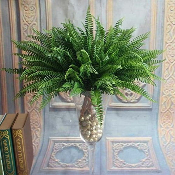 HiMiss Small Artificial Lifelike Large Silk Boston Fern Plant Green Grass Home Decoration