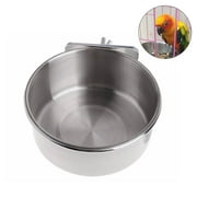 HiMiss Stainless Steel Bird Feed Box Parrot Cups Bowls Container for Food Water Feeding Supplies