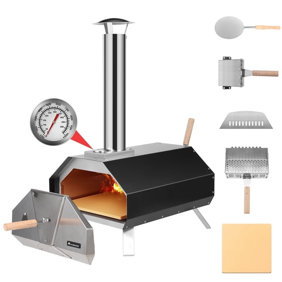 HiMombo Dual Fuel Outdoor Pizza Oven, Stainless Steel Portable