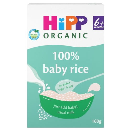 HiPP Organic 100% Baby Rice 6+ Months 160g, British Import (Pack of 3)