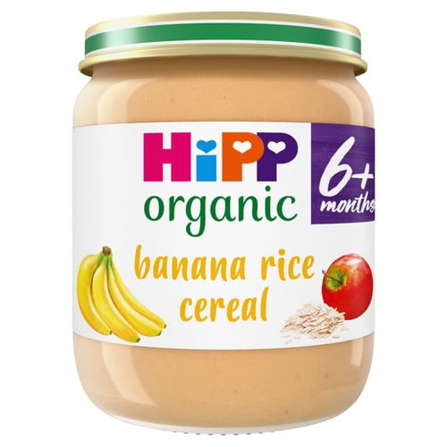 HiPP Organic Banana Rice Cereal Baby Food Jar 4+months 125g, British Import (Pack of 3)