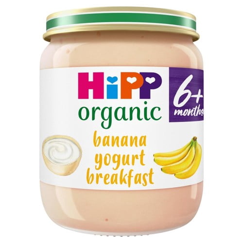 HiPP Organic Banana Yogurt Breakfast Baby Food Jar 6+months 125g, British Import (Pack of 3)