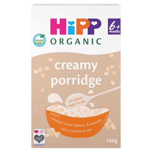 HiPP Organic Creamy Porridge 6+ Months 160g, British Import (Pack of 3)