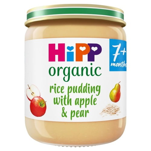 HiPP Organic Rice Pudding with Apple & Pear Baby Food Jar 7+ months 160g, British Import (Pack of 2)