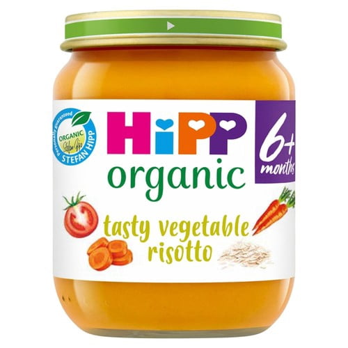 HiPP Organic Tasty Vegetable Risotto Baby Food Jar 6+months 125g, British Import (Pack of 2)