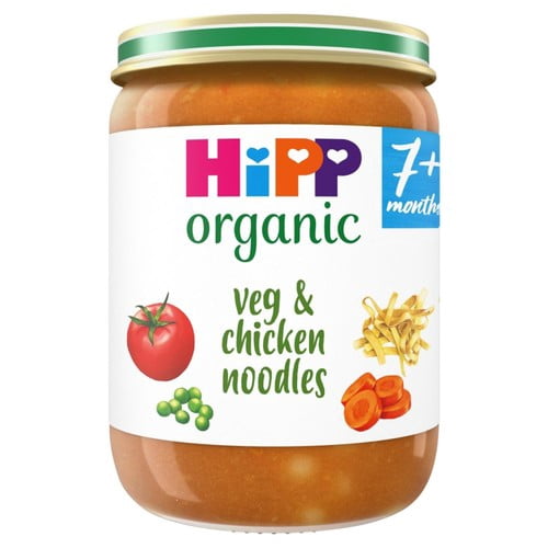 HiPP Organic Veg & Chicken Noodles Baby Food 7+ months 190g, British Import (Pack of 3)