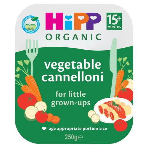 HiPP Organic Vegetable Cannelloni Toddler Tray Meal 15+ Months 250g, British Import (Pack of 2)