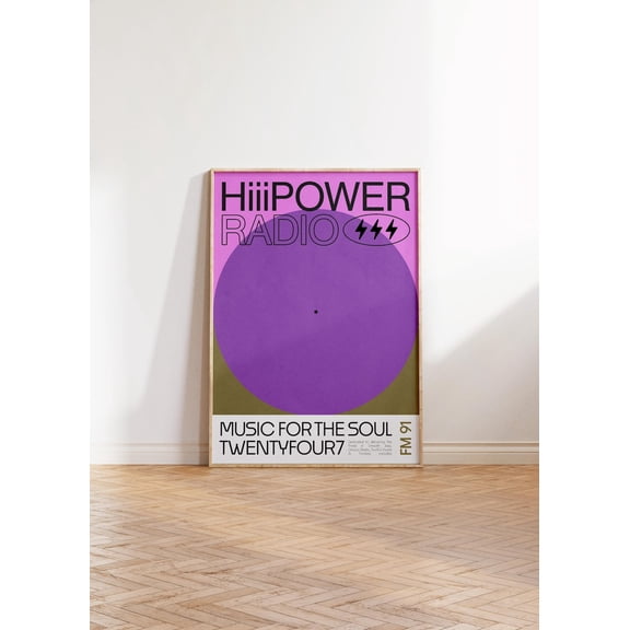 HiPower Radio Minimalist Retro Graphic Design Contemporary Modern Home, Stretched Canvas