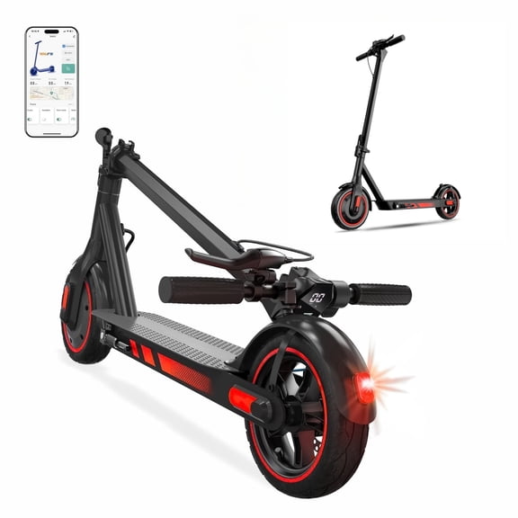 HiQiS Electric Scooter for Adults, 500W Motor, 10"Air Tires, up to 22 MPH and 22-28 Miles Range, Lightweight Folding Electric Scooter for Commuter Red