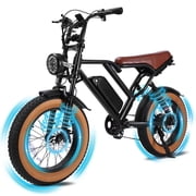 S8 Electric Bike for Adult, 750W 20" Fat Tire 48V 17.5AH Removable Battery, 28MPH Shimano 7 Speed Disc Brake Off-Road Mountain Ebike UL2849, Brown