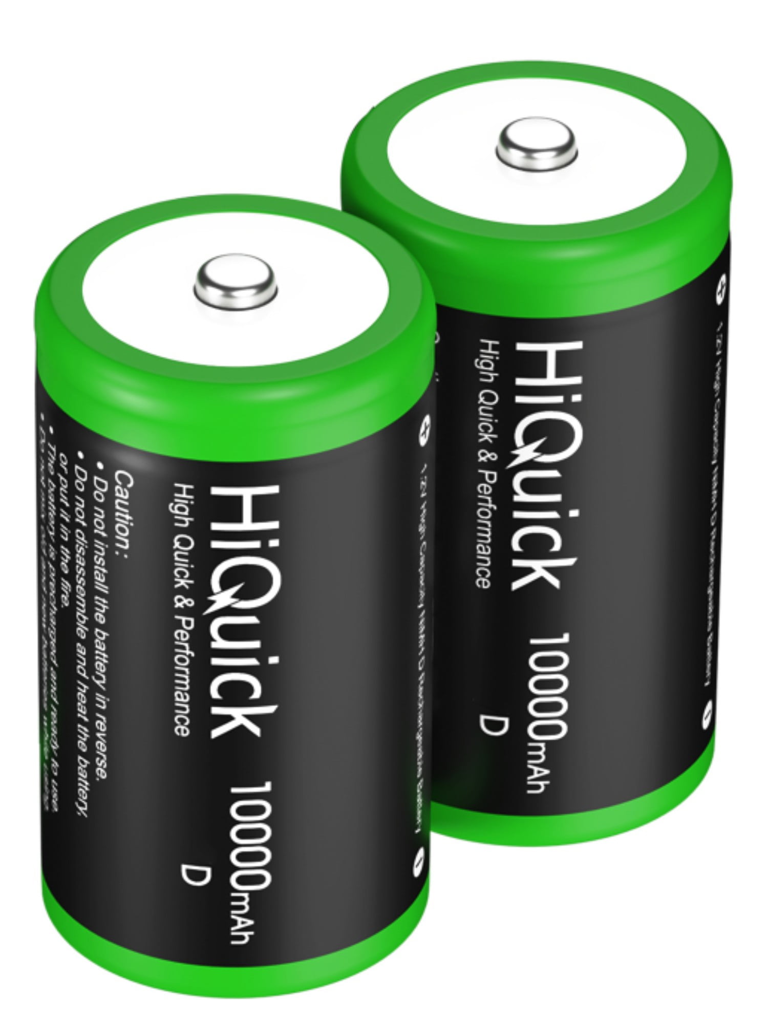 HiQuick 2 Pack D Rechargeable Batteries 10000mAh 1.2V NiMH D Size Batteries with Store Boxes