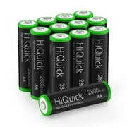 HiQuick 2800mAh AA Rechargeable Batteries High Capacity Performance, Per-Charged 1.2V AA Batteries Pack of 12