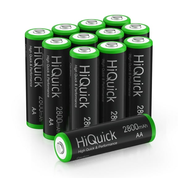 HiQuick 2800mAh AA Rechargeable Batteries High Capacity Performance, Per-Charged 1.2V AA Batteries Pack of 12