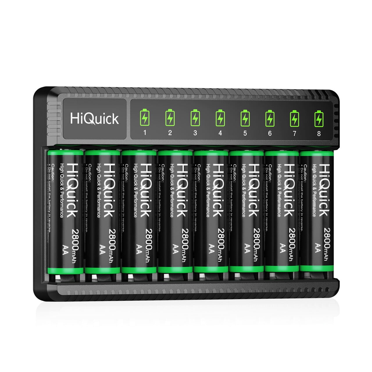 HiQuick (8 Pack) 2800mAh PreCharged AA Rechargeable Batteries With 8Bay Fast Charging AA AAA