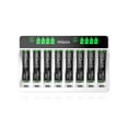 thumbnail image 1 of HiQuick 8 Pack AAA 1100mAh Rechargeable Batteries with 8 Bay LCD Smart Battery Charger, Dual USB Input, 1 of 11