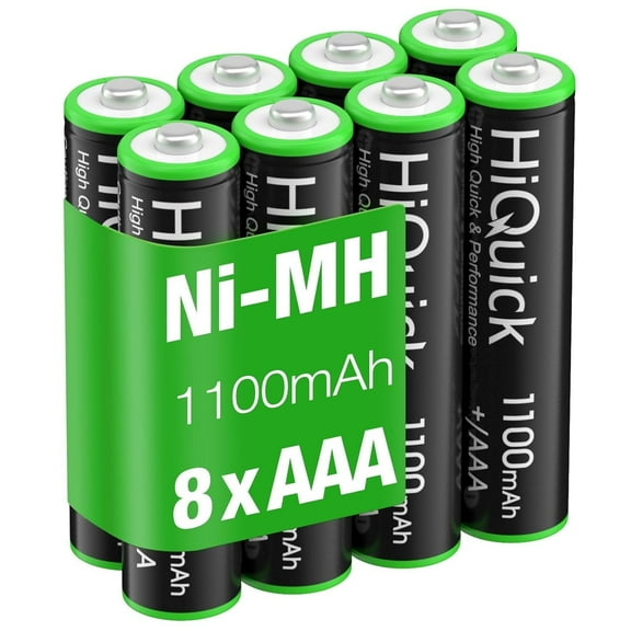HiQuick 8-Pack AAA Rechargeable Batteries - 1100mAh NiMH Pre-Charged Triple A Batteries, Ready for Immediate Use.