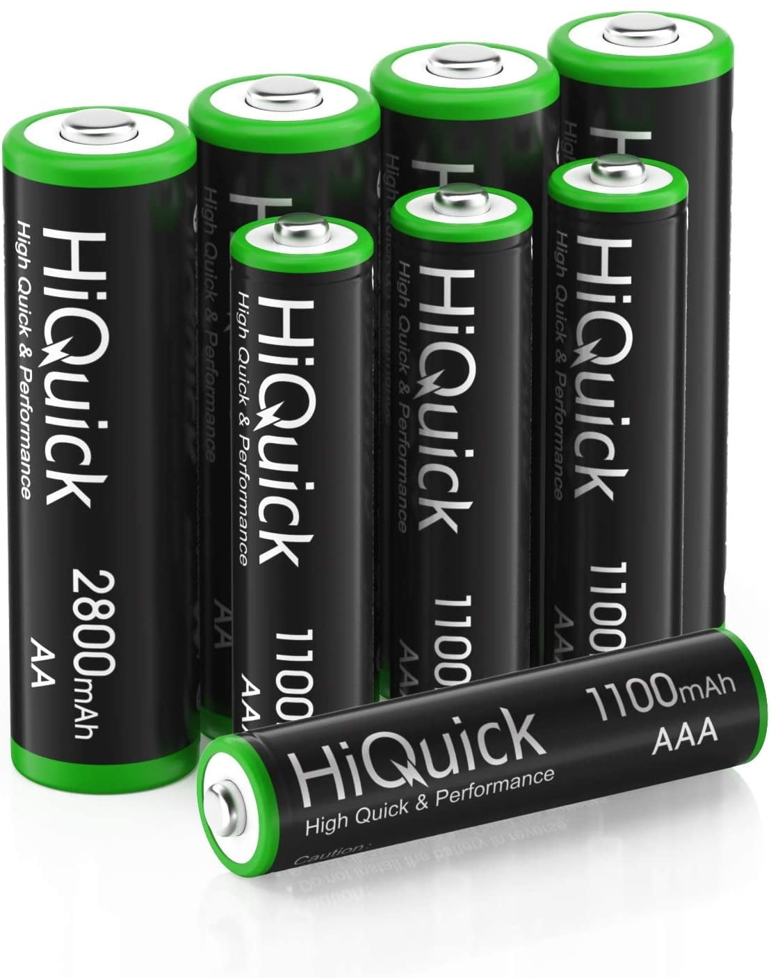 HiQuick AA AAA Rechargeable Batteries Combo - 2800mAh AA Batteries (4 Pack) and 1100mAh AAA Batteries (4 Pack), Performance 1.2V Ni-Mh Battery