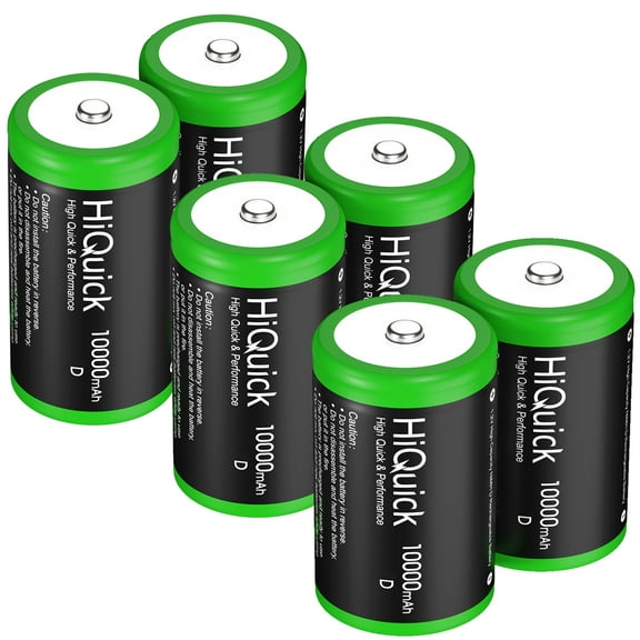 HiQuick D Batteries (6 Pack), D Cell Rechargeable Batteries