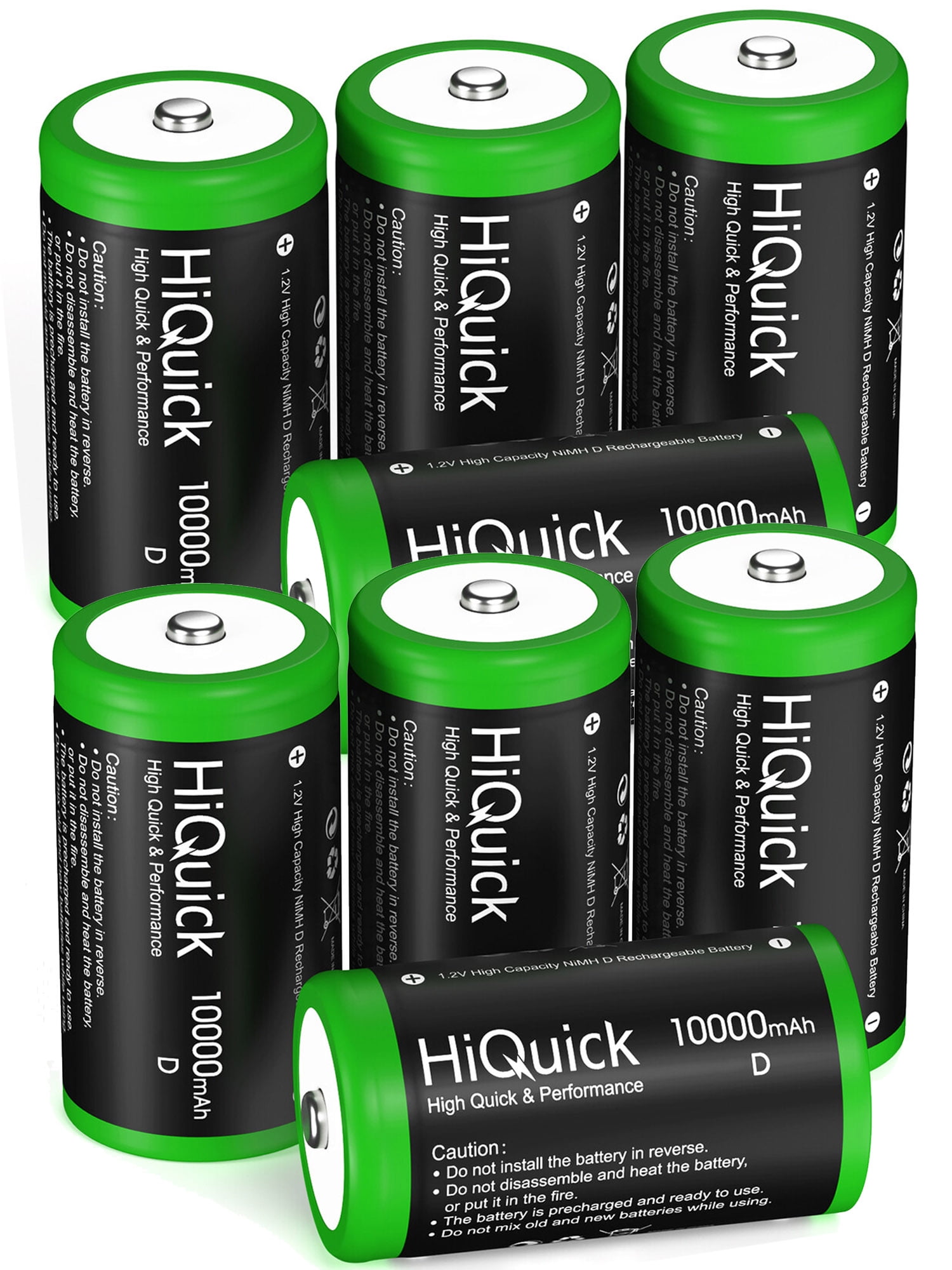 HiQuick D Rechargeable Batteries, 10000mAh 1.2V NiMH Per-Charged D Cell  Long Lasting D Size Batteries with Store Boxes(8 Pack) 