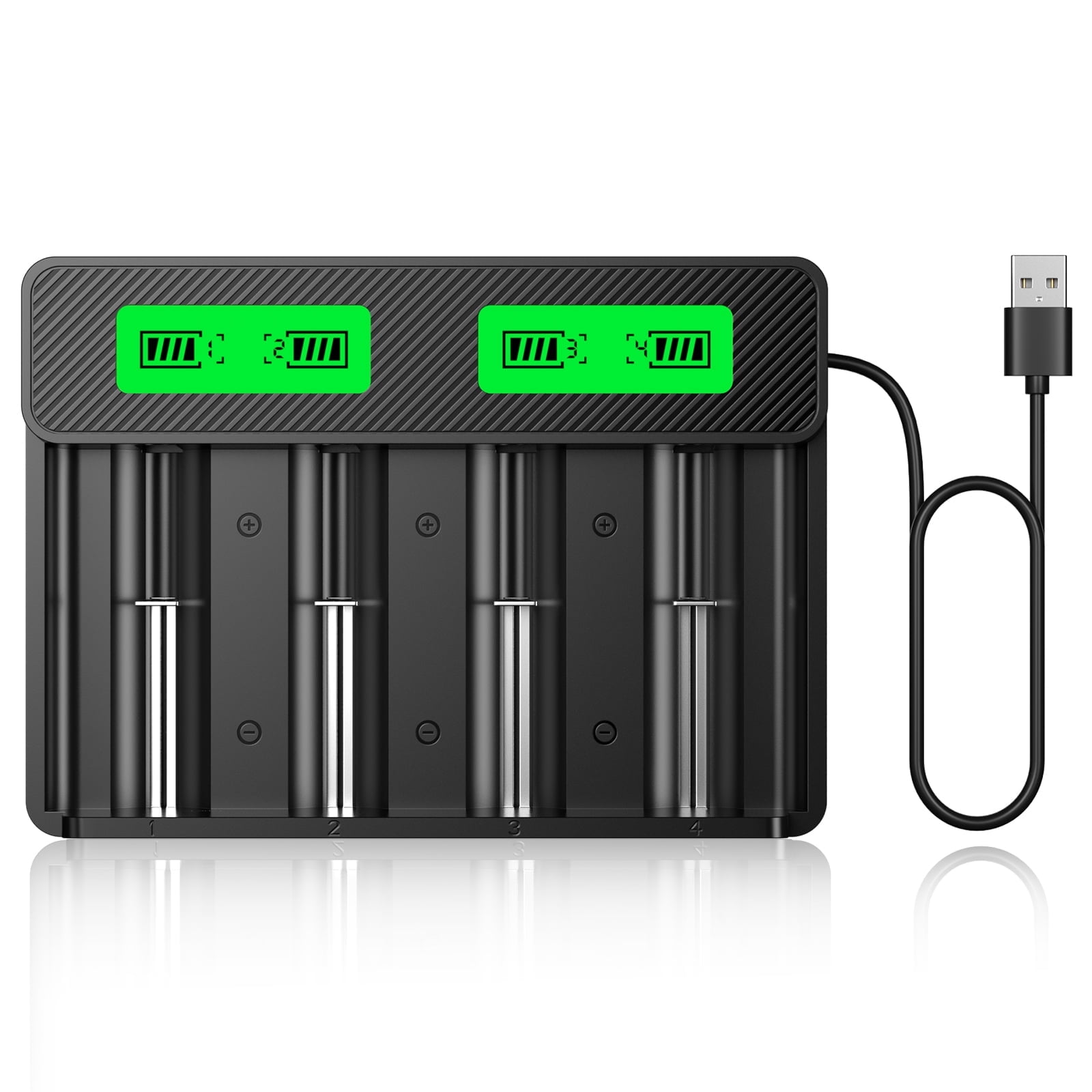 HiQuick LCD Battery Charger for 3.7V Lithium ion 21700 14500 26650 ...