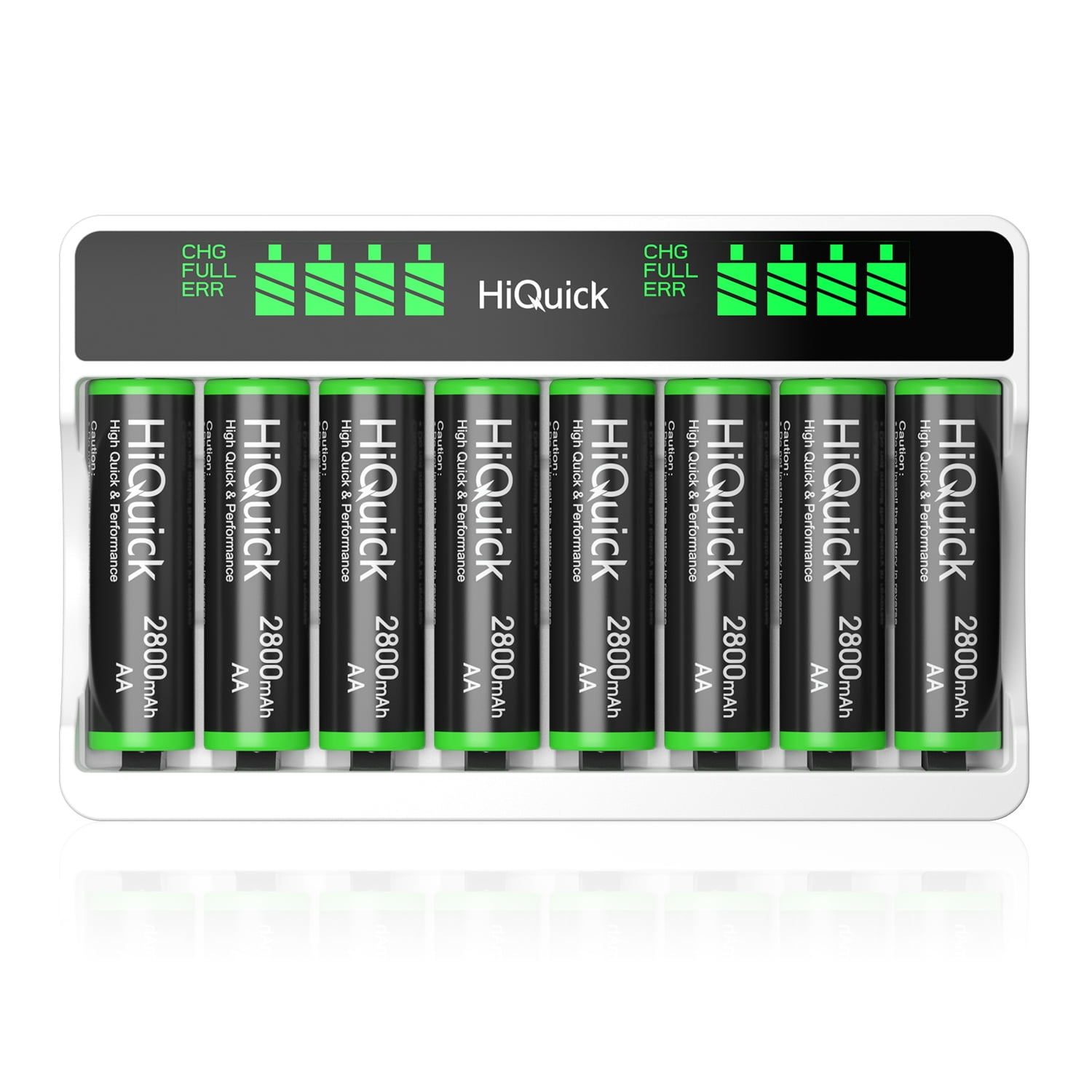 HiQuick Rechargeable AA Batteries 2800mAh 1.2V NiMH 8 Counts with 8 Bay AA AAA Battery Charger for Ni-MH Ni-CD Rechargeable Batteries