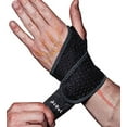 thumbnail image 1 of HiRui 2 Pack Wrist Compression Strap and Wrist Brace Sport Wrist Support for Fitness, Weightlifting, Tendonitis, Carpal Tunnel Arthritis, Pain Relief-Wear Anywhere-Unisex, Adjustable (Black), 1 of 2