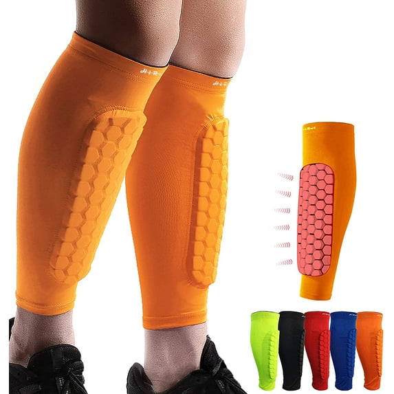 HiRui Soccer Shin Guards Shin Pads for Kids Youth Adult, Calf Compression Sleeve with Honeycomb Pads, Support for Shin Splint Baseball Boxing Kickboxing MTB, Lightweight(1PAIR)