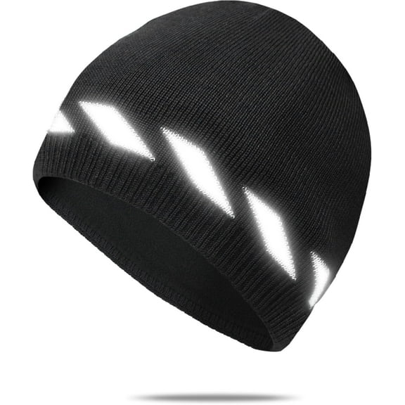 HiRui Winter Beanie Hats for Men Women Knit Fleece Skull Caps Reflective Stripes