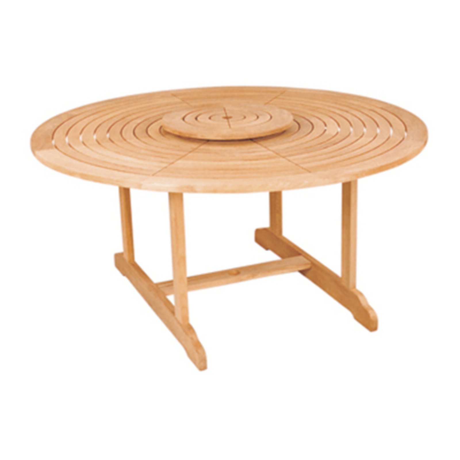 HiTeak Furniture Royal 59" Round Teak Wooden Patio Dining Table with Lazy Susan - image 1 of 3